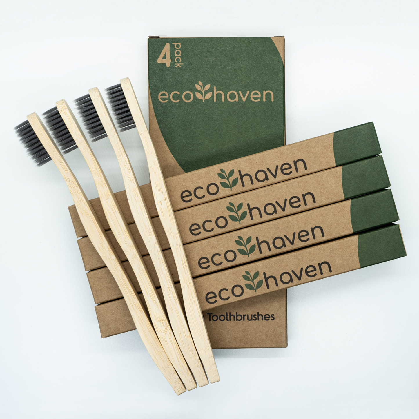 Charcoal Bamboo Toothbrush-Pack of 4- Soft/Medium