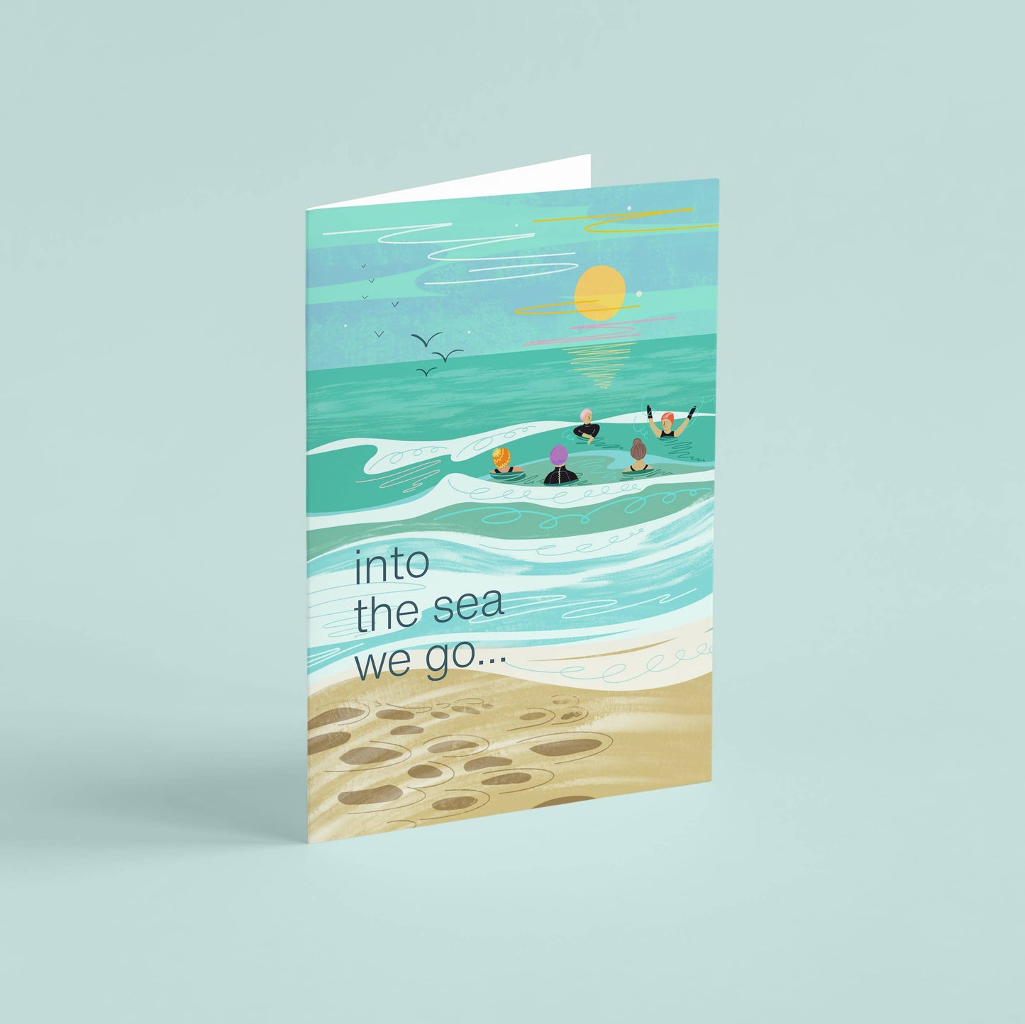 Greeting card - Into the sea we go - Illustrated by Onneke