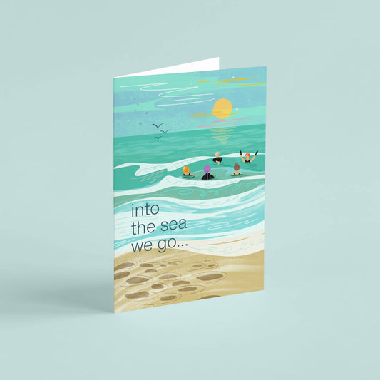 Greeting card - Into the sea we go - Illustrated by Onneke