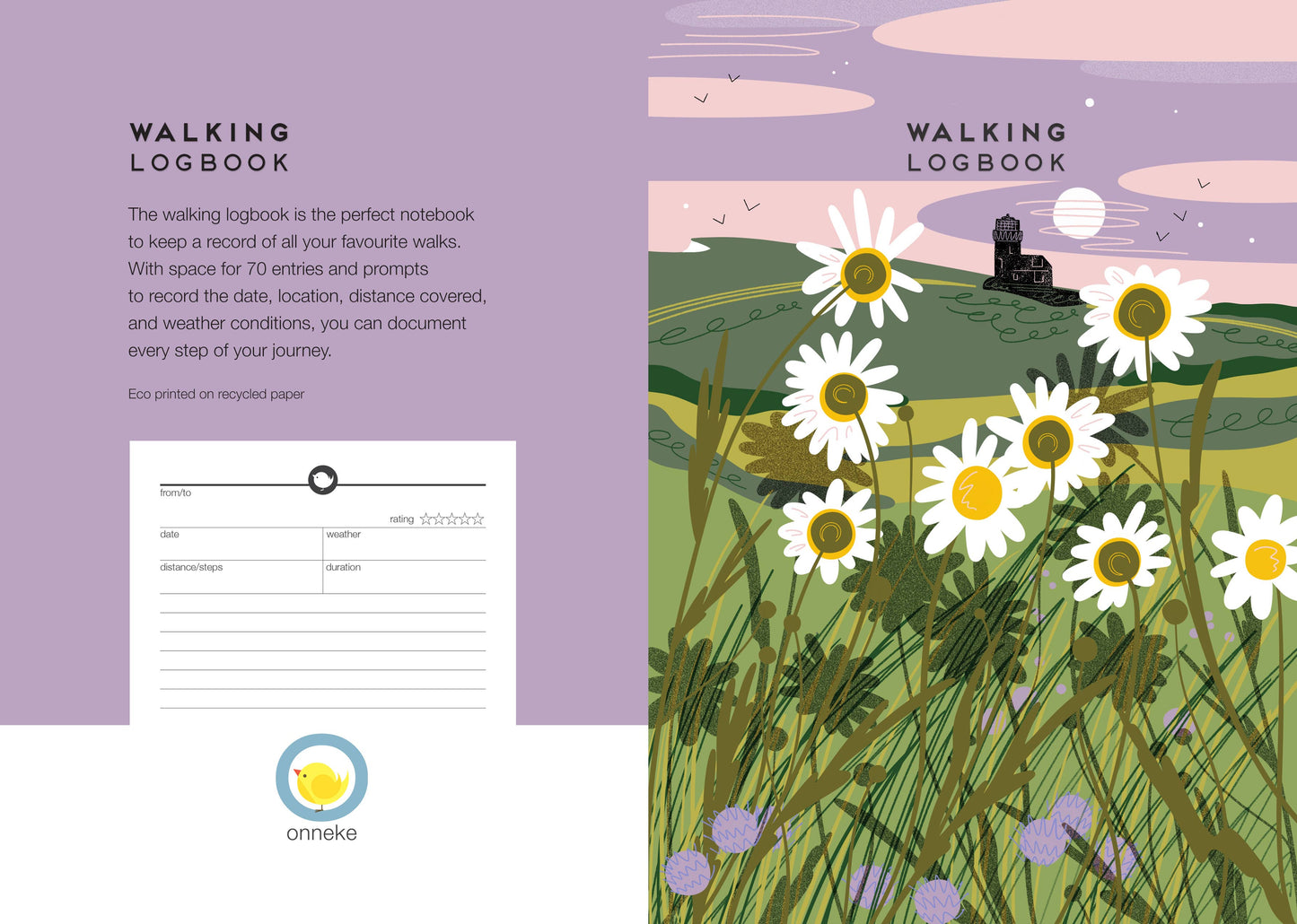 Walking logbook lighthouse - Illustrated by Onneke
