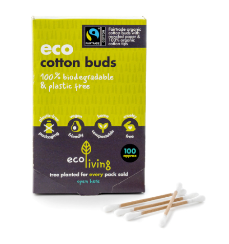 Organic Fairtrade Cotton Buds - plastic free - zero waste