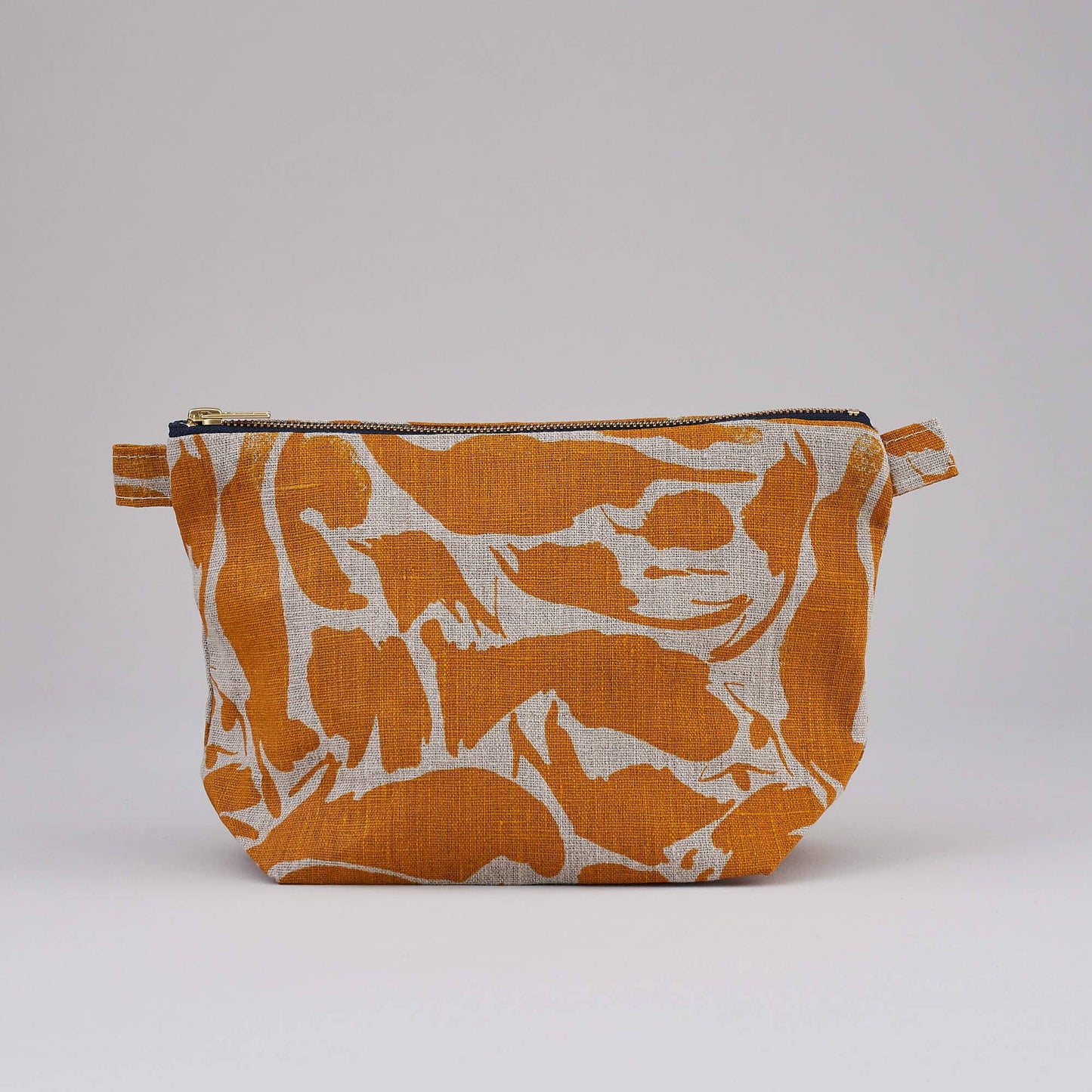 Toiletry Bag - 100% Linen -  Printed Yellow Creatures - Blasta Henriet
