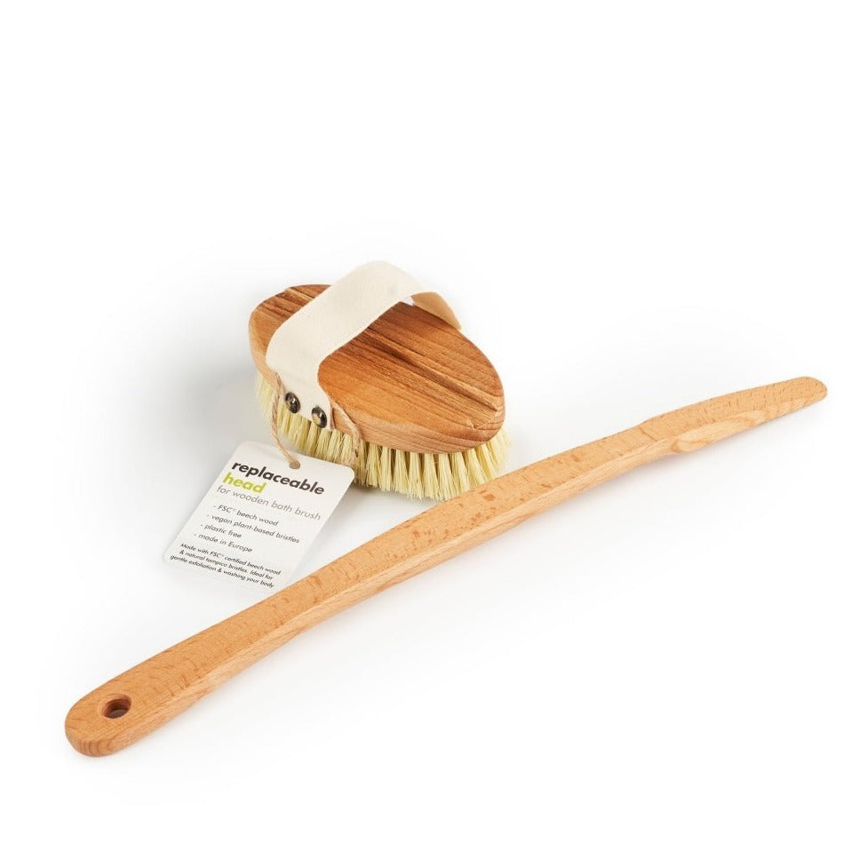 Wooden Bath Brush with a Replacement Head