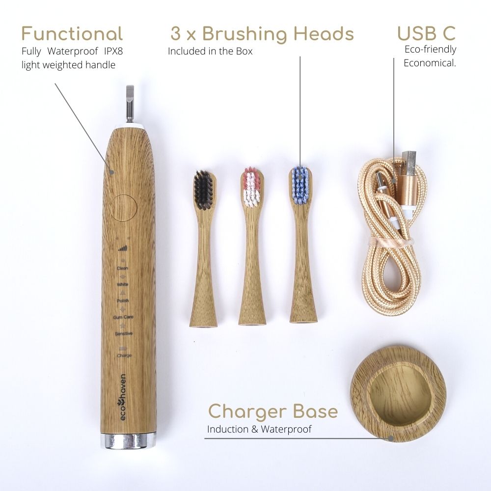 Ecohaven Sonic Bamboo Electric Toothbrush, contents