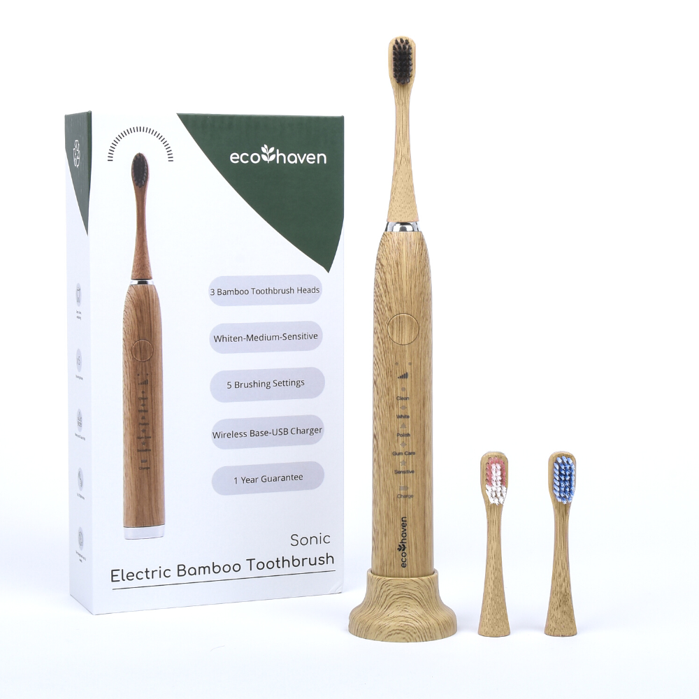 Ecohaven Sonic Bamboo Electric Toothbrush, front packaging
